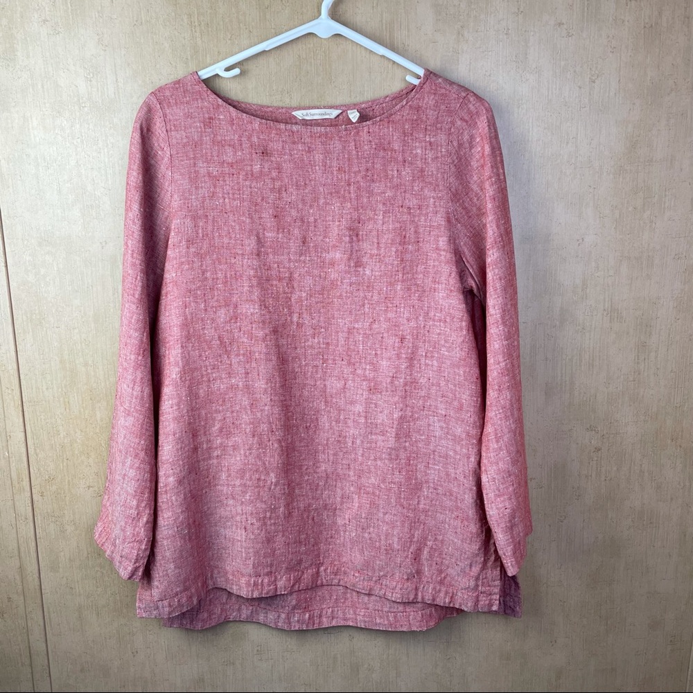 Soft Surroundings Sorbetti Red 100% Linen Tunic Top Size PS